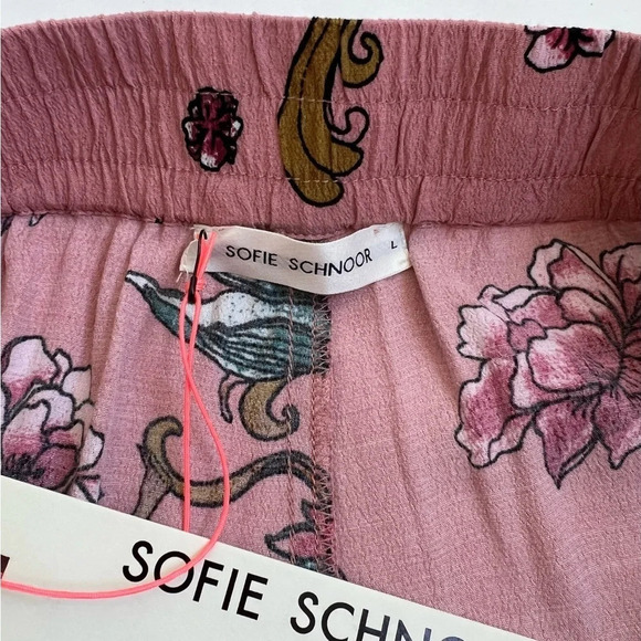 Sofie Schnoor Pull On Wide Leg High Waist Pink Coy Carp Printed Pants L NWT - Picture 10 of 10